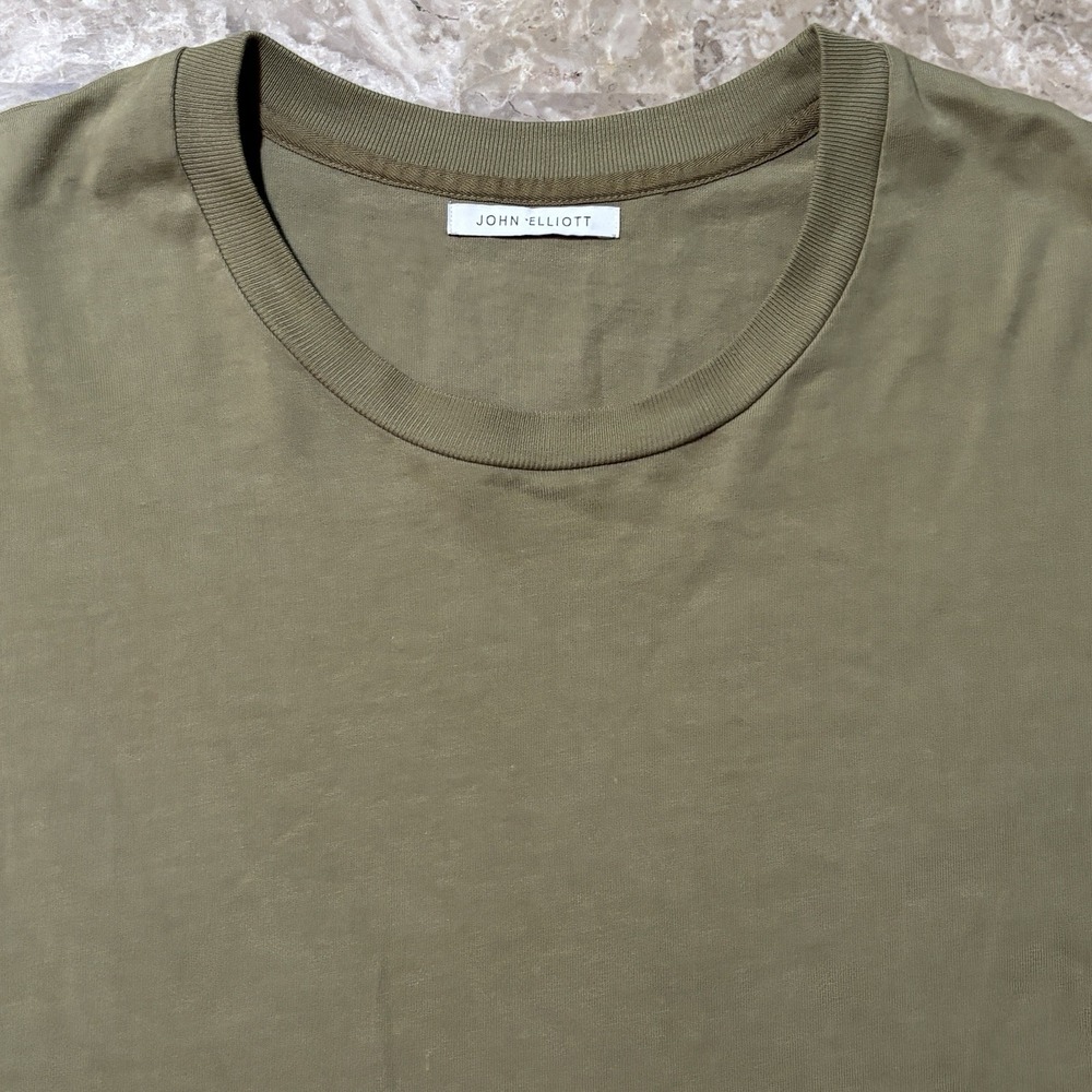John Elliott Shirt Mens XL Green Short Sleeve Tee Heavyweight Boxy Fit Cotton